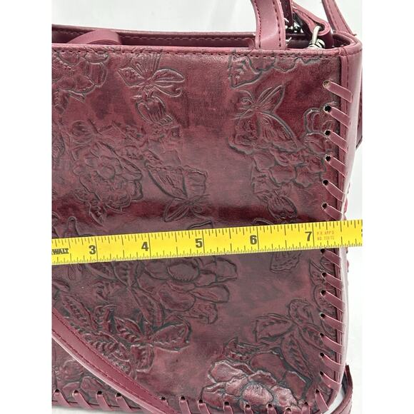 Genuine Leather Burgundy Satchel for Women Top Handle Handbag Crossbody VTG - Picture 7 of 9